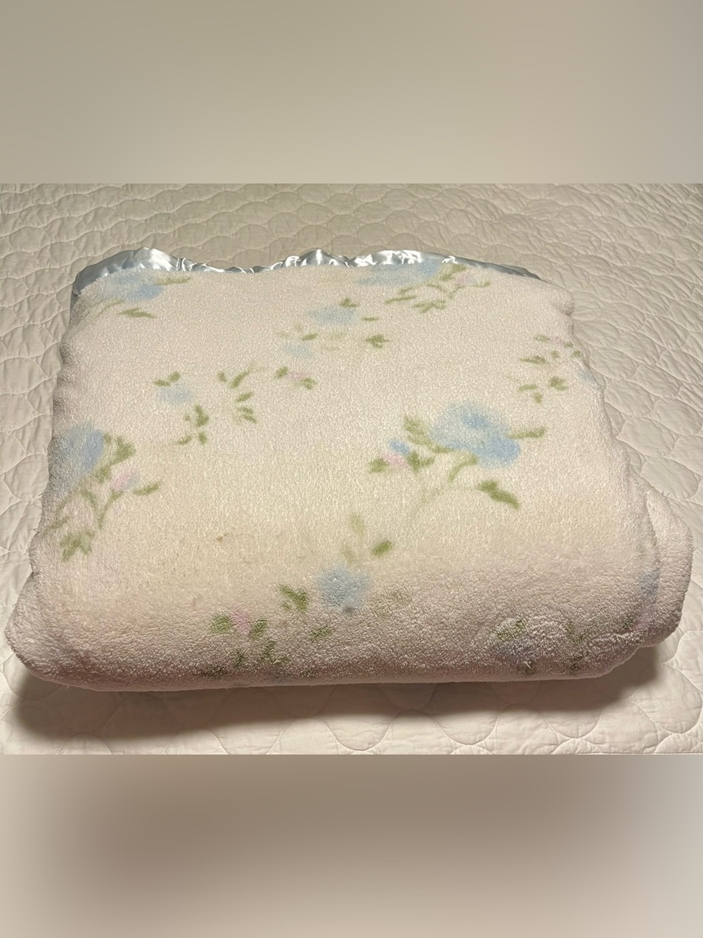 Simply, Shabby Chic blue rose Full/Queen plush blanket